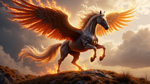 Fantasy Gothic Wall Art: PEGASUS - The Flying Fire Stallion of the Dusk