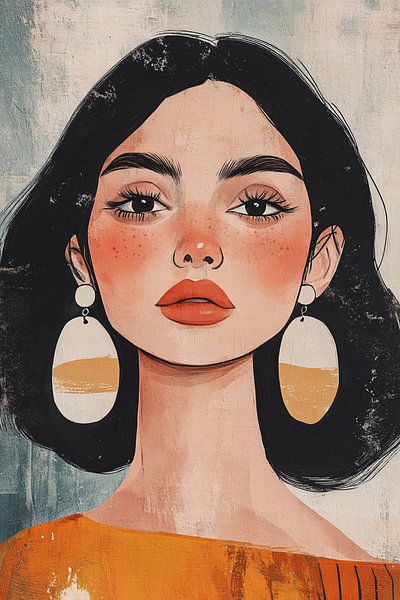 Portrait de femme avec boucles d'oreilles par Art & Soul Creations