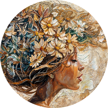 Vrouw Bloemen | Schilderij | Impressionisme van Blikvanger Schilderijen