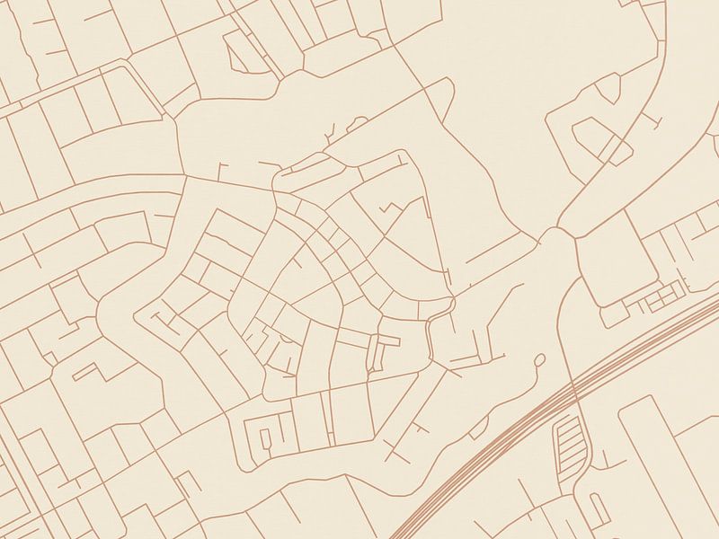 Terracotta style map of Woerden Centrum by De Kaartenwinkel