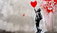 Urban - Boy with Balloon - Never give up - Homage Banksy