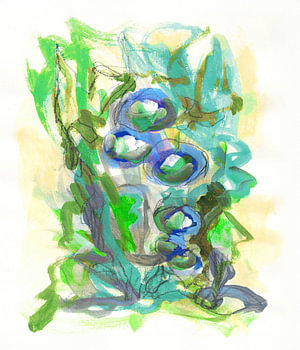Groene en blauwe bloemen