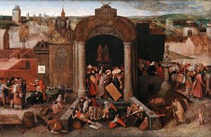 Le Christ chasse les changeurs de monnaie du temple, Pieter Bruegel l'Ancien