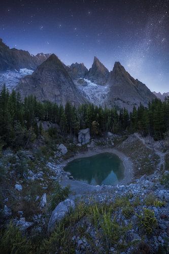 Clear starry sky in the mountains