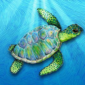 Zwemmende zeeschildpad van Bianca Wisseloo