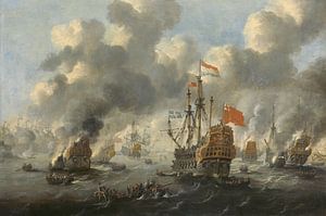 VOC Sea Battle painting: The burning of the English fleet off Chatham, 20 June 1667, Peter van de