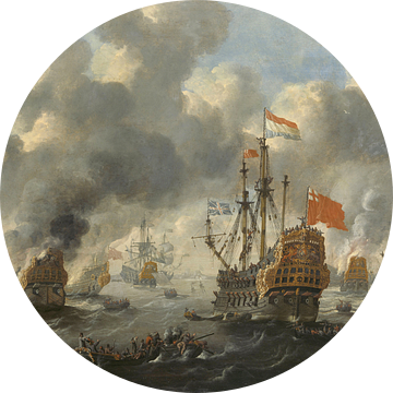 VOC Zeeslag schilderij: Het verbranden van de Engelse vloot voor Chatham, 20 juni 1667, Peter van de