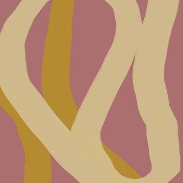 Kleurrijke en speelse moderne abstracte lijnen in roze, beige, geel van Dina Dankers