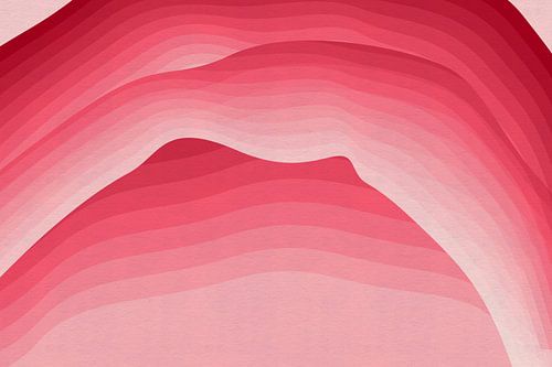 Minimale abstrakte Landschaft in sanftem Rot und Rosa von Dina Dankers