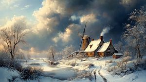 Mühle in Winterlandschaft
