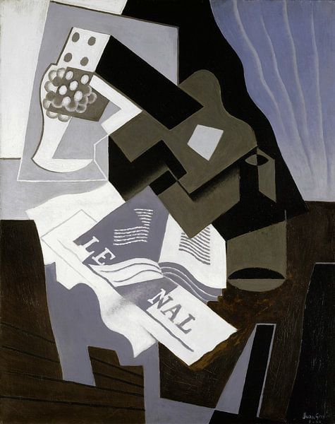 Gitaar, boek en krant, Juan Gris van Meesterlijcke Meesters