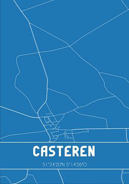 Blauwdruk | Landkaart | Casteren (Noord-Brabant) van MijnStadsPoster