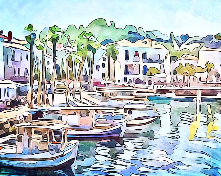 Port, île grecque, motif 2 par zam art