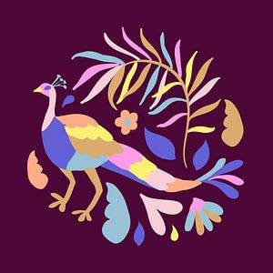 Pfau auf Magenta Modern