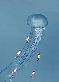 Surreal Giant Jellyfish Sky Flight Fantasy Art by Resin Std