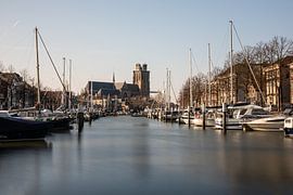 New harbour of Dordrecht with the Great Church