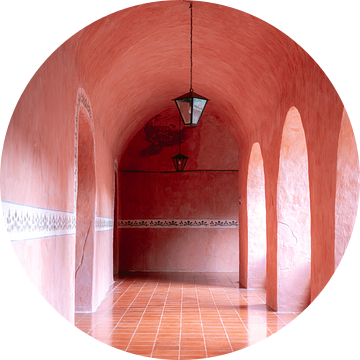 Mexico Valladolid - de roze gang - Convento de San Bernardino de Siena van Raisa Zwart Reisfotografie Prints