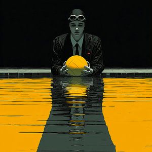 Wasserballspieler im Anzug im Schwimmbad