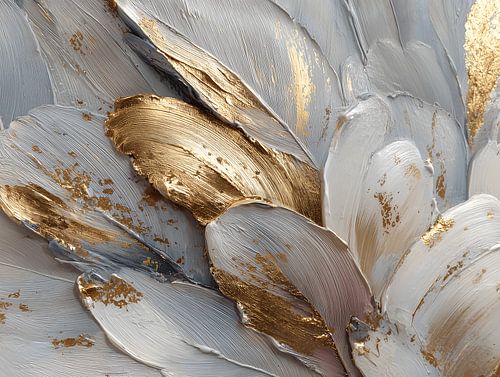 Pétales de fleurs, blanc, or d'& 