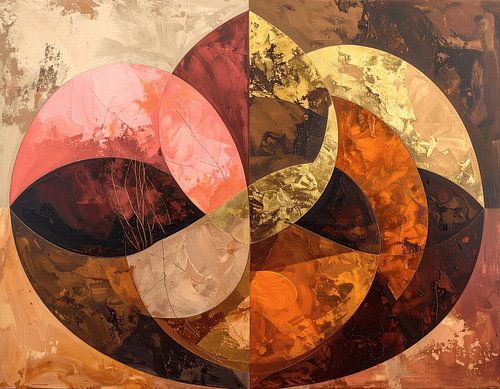 Warm chocoladebruin zalm roze roestbruin oranje en beige modern abstract