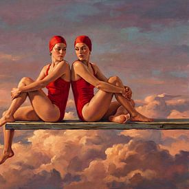 Vrouwen in het rood boven de wolken van Jan Keteleer