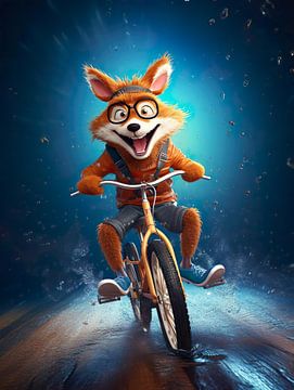 Fuchs auf einem Fahrrad von PixelPrestige