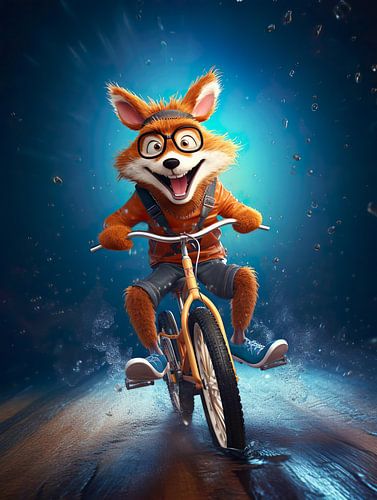 Fox on a bicycle