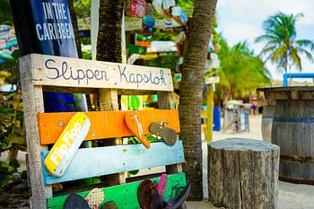 Slipper coat rack at Mambo Beach in Curacao