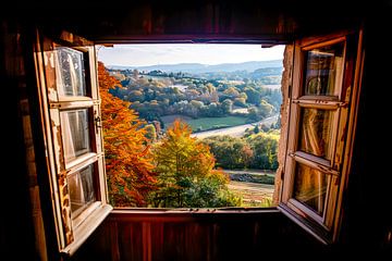 uitzicht raam op een prachtig landschap van Egon Zitter
