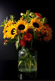 Vase with sunflowers, carnations and gerberas. by Gaby Hendriksz