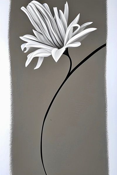 Stilisierte Blume mit grauem Hintergrund - Kunstdruck von Lily van Riemsdijk - Art Prints with Color