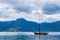 View over the Åkrafjord with sailing ship in Norway by Rico Ködder thumbnail