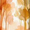 Herbstwald in warmen Farben als Aquarell von Mad Dog Art