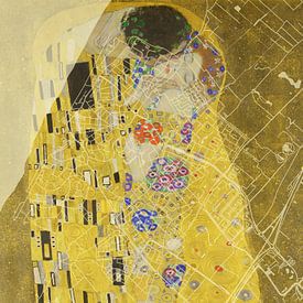 Kaart van Noordwijk met de Kus van Gustav Klimt van Map Art Studio