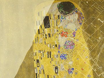 Kaart van Noordwijk met de Kus van Gustav Klimt van Map Art Studio