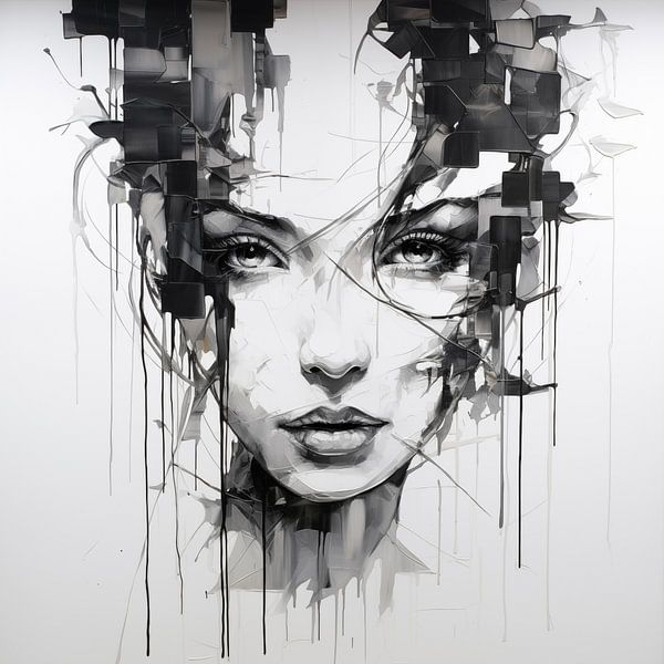 Moderne vrouw artistiek - abstract portret van TheXclusive Art