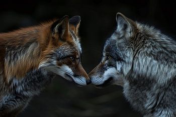 Fox and wolf in harmony together