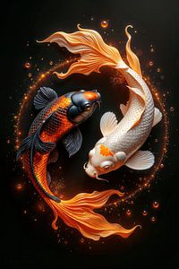 Fantasy Wall Art: ORPHÉLYRA – The Koi fish in the symbol of Yin Yang