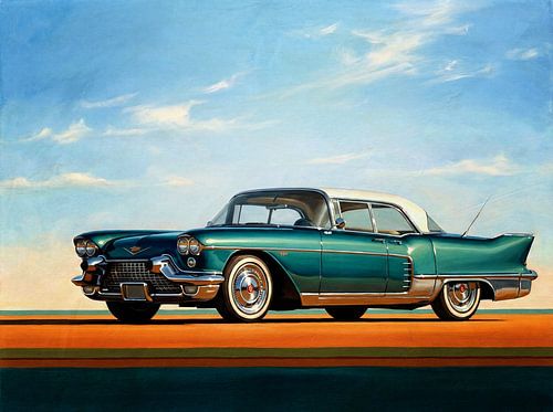 Schilderij van een vintage Cadillac Coupé uit de jaren 50