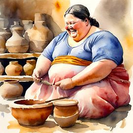 gezellige dame aan het pottenbakken van De gezellige Dames