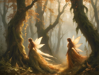 Fées de la forêt décolorée - Magie de l'automne dans la brume