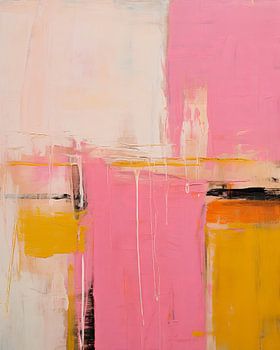Modernes Abstraktes in Rosa und Ockergelb