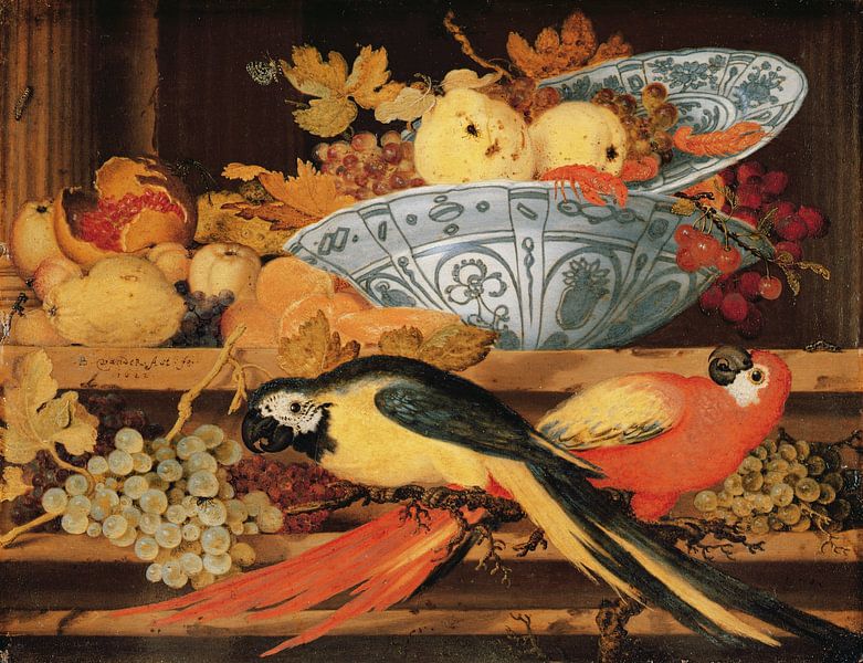Balthasar van der Ast,Still Life with Fruit and Macaws, 1622 by finemasterpiece