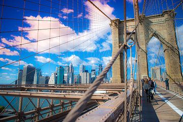 New York Skyline, Manhattan, Brooklyn Bridge van Maarten Egas Reparaz