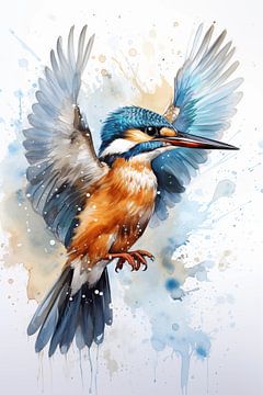IJsvogel in aquarel van Richard Rijsdijk