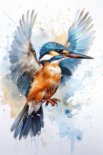 Kingfisher in watercolour