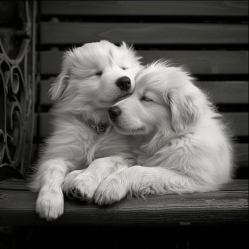 Sleeping Pyrenean Cuddle puppies