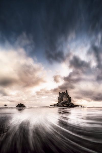 Beach with rocks on the island of Tenerife at sunrise. by Voss Fine Art Fotografie