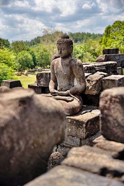 Silent meditation in front of the Borobudur skyline by Frank Photos
