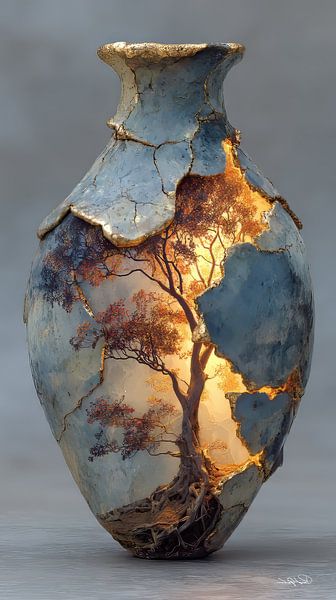 La nature dans un bocal en pierre par Gelissen Artworks